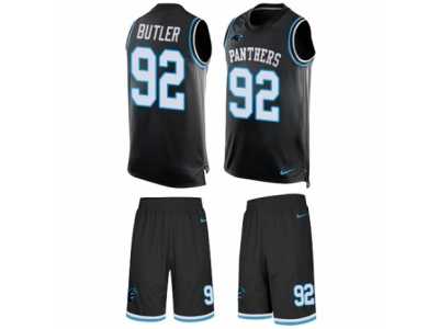 Men's Nike Carolina Panthers #92 Vernon Butler Limited Black Tank Top Suit NFL Jersey