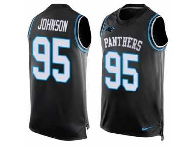 Men's Nike Carolina Panthers #95 Charles Johnson Limited Black Player Name & Number Tank Top NFL Jersey