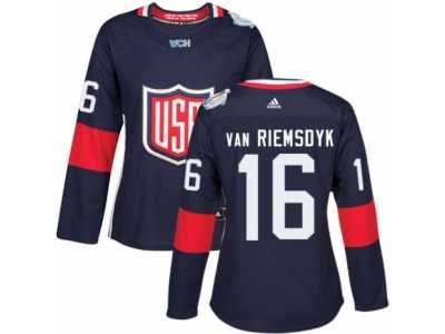 Women's Adidas Team USA #16 James van Riemsdyk Premier Navy Blue Away 2016 World Cup Hockey Jersey