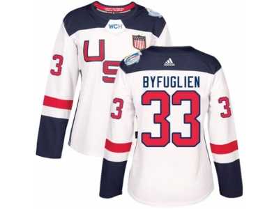 Women's Adidas Team USA #33 Dustin Byfuglien Authentic White Home 2016 World Cup Hockey Jersey