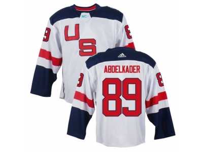 Youth Adidas Team USA #89 Justin Abdelkader Premier White Home 2016 World Cup Ice Hockey Jersey