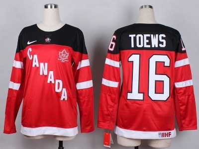Women NHL Team Canada Olympic #16 toews red jerseys[100 th]