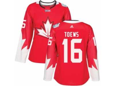 Women's Adidas Team Canada #16 Jonathan Toews Premier Red Away 2016 World Cup Hockey Jersey