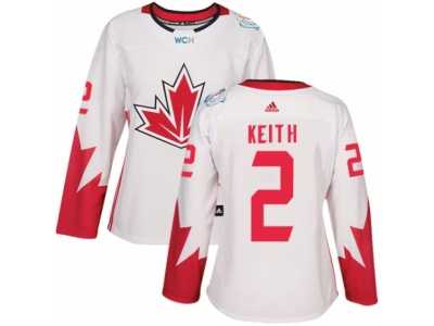 Women's Adidas Team Canada #2 Duncan Keith Premier White Home 2016 World Cup Hockey Jersey