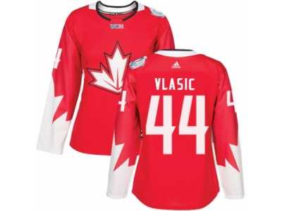 Women's Adidas Team Canada #44 Marc-Edouard Vlasic Authentic Red Away 2016 World Cup Hockey Jersey