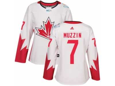 Women's Adidas Team Canada #7 Jake Muzzin Premier White Home 2016 World Cup Hockey Jersey