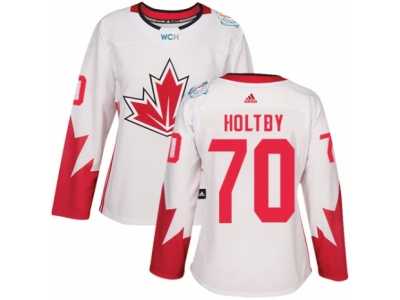 Women\'s Adidas Team Canada #70 Braden Holtby Premier White Home 2016 World Cup Hockey Jersey