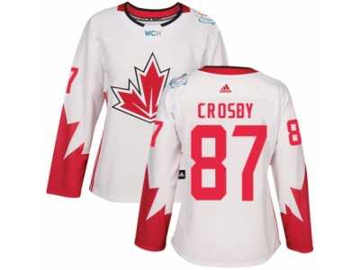 Women's Adidas Team Canada #87 Sidney Crosby Premier White Home 2016 World Cup Hockey Jersey