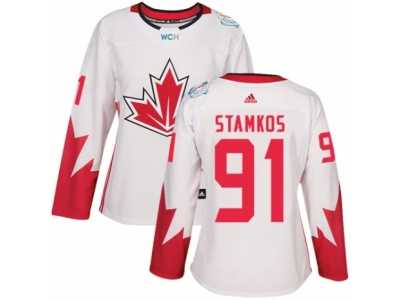 Women\'s Adidas Team Canada #91 Steven Stamkos Authentic White Home 2016 World Cup Hockey Jersey