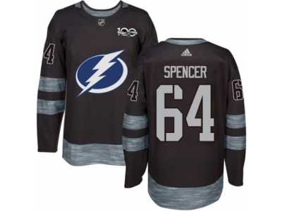 Men's Adidas Tampa Bay Lightning #64 Matthew Spencer Authentic Black 1917-2017 100th Anniversary NHL Jersey