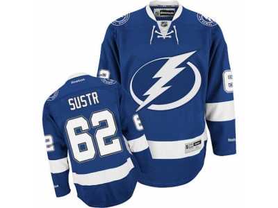 Men's Reebok Tampa Bay Lightning #62 Andrej Sustr Authentic Royal Blue Home NHL Jersey
