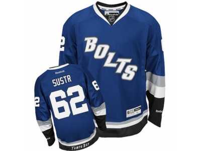 Men's Reebok Tampa Bay Lightning #62 Andrej Sustr Authentic Royal Blue Third NHL Jersey