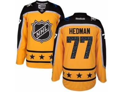 Men's Reebok Tampa Bay Lightning #77 Victor Hedman Authentic Yellow Atlantic Division 2017 All-Star NHL Jersey