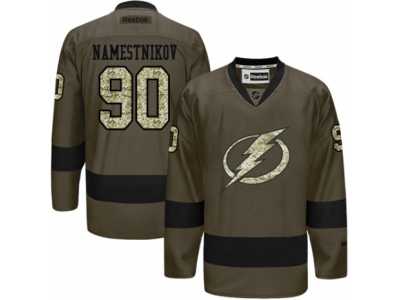 Men's Reebok Tampa Bay Lightning #90 Vladislav Namestnikov Authentic Green Salute to Service NHL Jersey