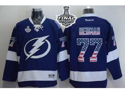 NHL Tampa Bay Lightning #77 Victor Hedman Blue USA Flag Fashion 2015 Stanley Cup Stitched Jerseys