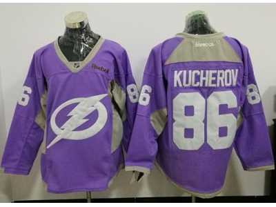 Tampa Bay Lightning #86 Nikita Kucherov Purple Fights Cancer Practice Stitched NHL Jersey