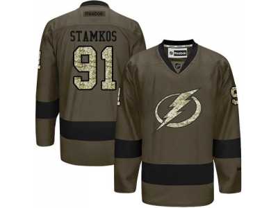 Tampa Bay Lightning #91 Steven Stamkos Green Salute to Service Stitched NHL Jersey