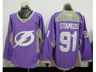 Tampa Bay Lightning #91 Steven Stamkos Purple Fights Cancer Practice Stitched NHL Jersey