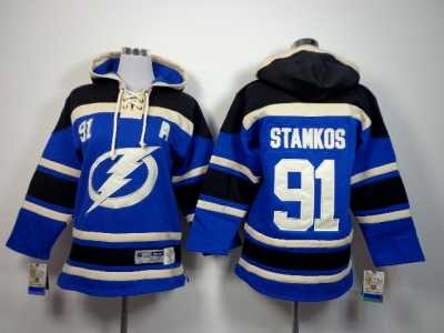 Youth nhl tampa bay lightning #91 stamkos blue-black[pullover hooded sweatshirt][patch A]