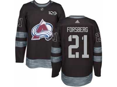 Men's Colorado Avalanche #21 Peter Forsberg Black 1917-2017 100th Anniversary Stitched NHL Jersey
