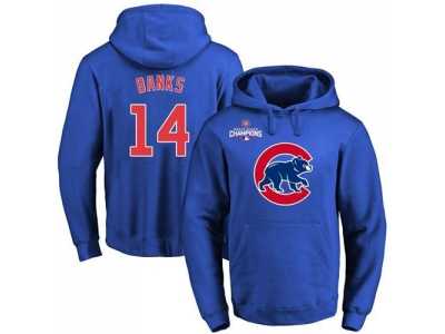 Chicago Cubs #14 Ernie Banks Blue 2016 World Series Champions Primary Logo Pullover Baseball Hoodie