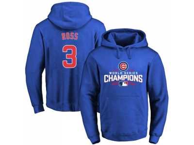 Chicago Cubs #3 David Ross Blue 2016 World Series Champions Pullover Baseball Hoodie