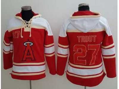 Los Angeles Angels Of Anaheim #27 Mike Trout Red Sawyer Hooded Sweatshirt Baseball Hoodie