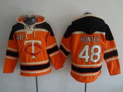 Minnesota Twins #48 Torii Hunter Orange Sawyer Hooded Sweatshirt MLB Hoodie