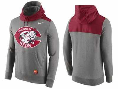 Men\'s Cincinnati Reds Nike Gray Cooperstown Collection Hybrid Pullover Hoodie