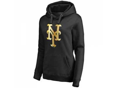 Women's New York Mets Gold Collection Pullover Hoodie Black
