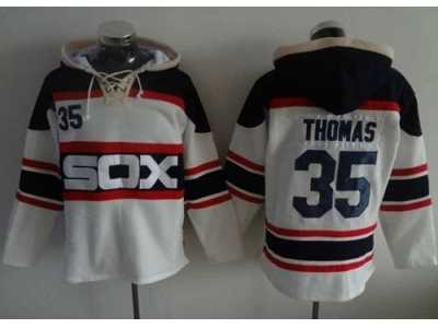 Chicago White Sox #35 Frank Thomas White Sawyer Hooded Sweatshirt Alternate Home MLB Hoodie