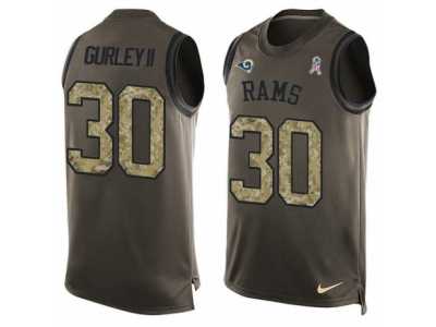 Men's Nike Los Angeles Rams #30 Todd Gurley Limited Green Salute to Service Tank Top NFL Jersey