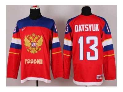 2014 winter olympics nhl jerseys #13 datsyuk red Russia