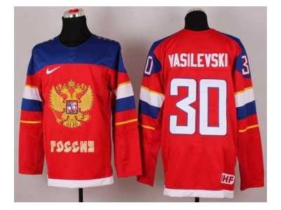 2014 winter olympics nhl jerseys #30 vasilevski red Russia