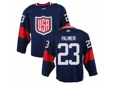Men Adidas Team USA #23 Kyle Palmieri Navy Blue Away 2016 World Cup Ice Hockey Jersey