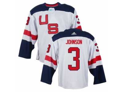 Men Adidas Team USA #3 Jack Johnson White 2016 World Cup Ice Hockey Jersey