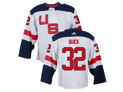 Men Adidas Team USA #32 Jonathan Quick White 2016 World Cup Ice Hockey Jersey
