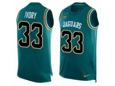 Men's Nike Jacksonville Jaguars #33 Chris Ivory Limited Teal Green Player Name & Number Tank Top NFL Jersey