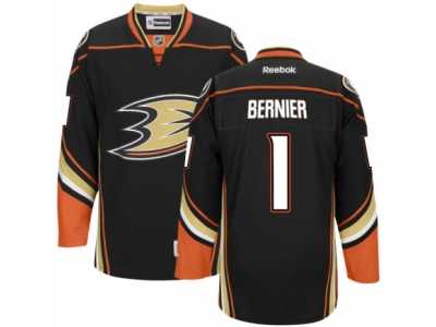 Men's Reebok Anaheim Ducks #1 Jonathan Bernier Authentic Black Home NHL Jersey
