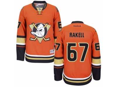 Men's Reebok Anaheim Ducks #67 Rickard Rakell Authentic Orange Third NHL Jersey