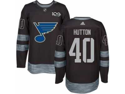 Men's Adidas St. Louis Blues #40 Carter Hutton Authentic Black 1917-2017 100th Anniversary NHL Jersey