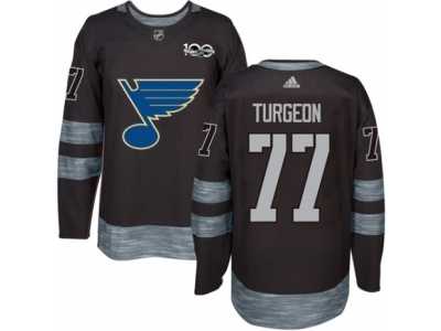 Men's Adidas St. Louis Blues #77 Pierre Turgeon Authentic Black 1917-2017 100th Anniversary NHL Jersey