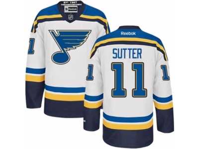 Men's Reebok St. Louis Blues #11 Brian Sutter Premier White Away NHL Jersey