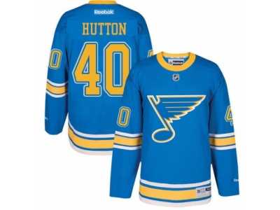Men's Reebok St. Louis Blues #40 Carter Hutton Authentic Blue 2017 Winter Classic NHL Jersey