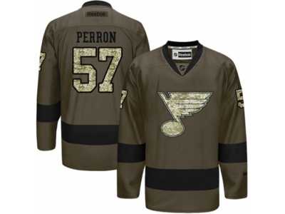 Men's Reebok St. Louis Blues #57 David Perron Authentic Green Salute to Service NHL Jersey