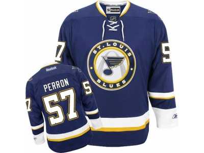 Men's Reebok St. Louis Blues #57 David Perron Authentic Navy Blue Third NHL Jersey