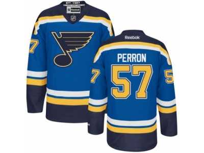 Men's Reebok St. Louis Blues #57 David Perron Authentic Royal Blue Home NHL Jersey