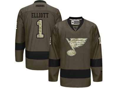 St. Louis Blues #1 Brian Elliott Green Salute to Service Stitched NHL Jersey