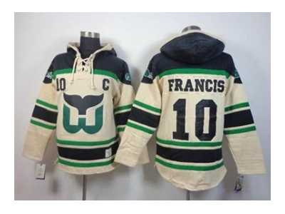 nhl jerseys hartford whalers #10 francis black-cream[pullover hooded sweatshirt][patch C]