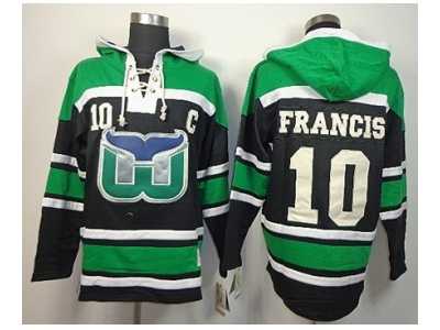 nhl jerseys hartford whalers #10 francis black-green[pullover hooded sweatshirt][patch C]